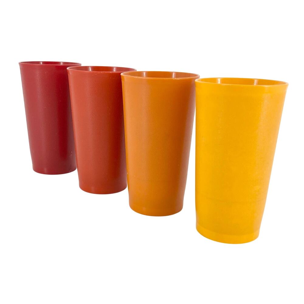 70s Tupperware Tumblers Set of 4 Harvest Colors 1970s Vintage